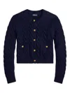 Polo Ralph Lauren Cable-knit Wool And Cashmere-blend Cardigan In Blue