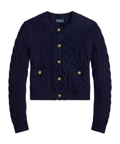 POLO RALPH LAUREN POLO RALPH LAUREN CABLE-KNIT CREWNECK BUTTONED CARDIGAN