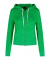 Polo Ralph Lauren Textured Cable Knit Hoodie With Full Zip Closure In Bright Green
