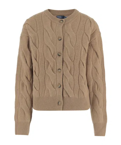 Polo Ralph Lauren Cable-knit Cardigan In Brown