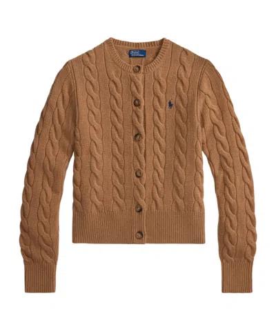 Polo Ralph Lauren Cable Knit Cardigan In Brown
