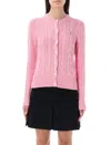 Polo Ralph Lauren Pink Polo Pony Round Neck Cardigan In Caramel Pink