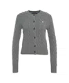 Polo Ralph Lauren Cable Knit Sweater With Button-up Front And Fitted Ribbed Hem In Gray
