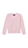 Polo Ralph Lauren Mini-cable Cotton Cardigan In Hint Of Pink