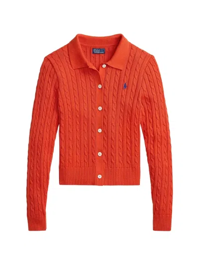 Polo Ralph Lauren Cable-knit Cardigan In Orange