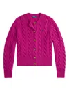 Polo Ralph Lauren Cable Knit Cardigan In Pink