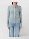 Polo Ralph Lauren Cable Knit Cardigan Ribbed Finish In Light Chambray