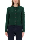 Polo Ralph Lauren Cable-knit Cardigan Sweater With Button-down Front In Green