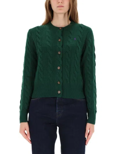 POLO RALPH LAUREN CABLE-KNIT CARDIGAN SWEATER WITH BUTTON-DOWN FRONT