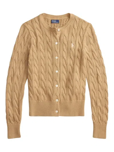 Polo Ralph Lauren Cable Knit Cardigan In Brown