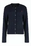 Polo Ralph Lauren Cable Knit Cardigan With Button-down Front In Black