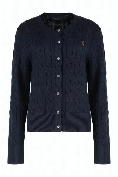 POLO RALPH LAUREN CABLE KNIT CARDIGAN WITH BUTTON-DOWN FRONT