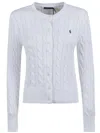 Polo Ralph Lauren Cable Knit Cardigan With Button-down Front In Blue