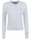 Polo Ralph Lauren Cable Knit Cardigan With Button-down Front In Blue