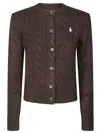 Polo Ralph Lauren Cable Knit Cardigan With Button Front In Burgundy