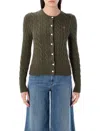 Polo Ralph Lauren Cable-knit Cardigan With Intricate Patterns And Cropped Design In Green