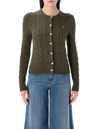 Polo Ralph Lauren Cable-knit Cardigan With Intricate Patterns And Cropped Design In Green