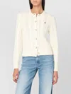 Polo Ralph Lauren Cable Knit Cardigan With Ribbed Cuffs In Neutral