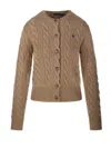 Polo Ralph Lauren Wool And Cashmere Cable Knit Cardigan In Neutral