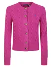 Polo Ralph Lauren Cable-knit Cashmere Blend Cardigan With Iconic Embroidered Pony In Pink