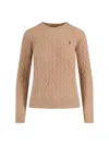 Polo Ralph Lauren Cable-knit Cashmere Blend Sweater With Logo Embroidery In Multi