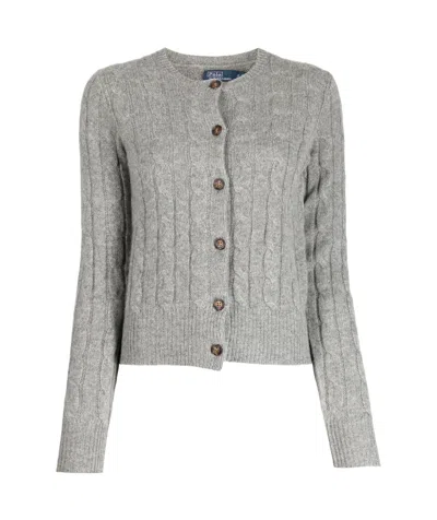 Polo Ralph Lauren Cable-knit Cashmere Crewneck Cardigan In Battalion Grey Heather