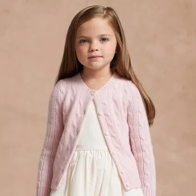 Polo Ralph Lauren Kids' Cable-knit Cashmere Cardigan In Morning Pink