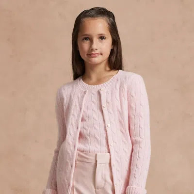 Polo Ralph Lauren Kids' Cable-knit Cashmere Cardigan In Morning Pink