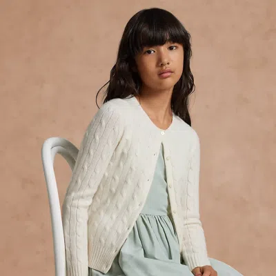 Polo Ralph Lauren Kids' Cable-knit Cashmere Cardigan In Warm White