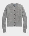Polo Ralph Lauren Cable-knit Cashmere Crewneck Cardigan In Battalion Grey Heather