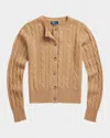 Polo Ralph Lauren Cable-knit Cashmere Crewneck Cardigan In Collection Camel Melange