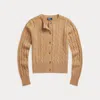 Polo Ralph Lauren Cable-knit Cashmere Crewneck Cardigan In Brown