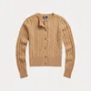Polo Ralph Lauren Cable-knit Cashmere Crewneck Cardigan In Collection Camel Melange