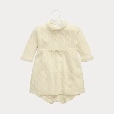 Polo Ralph Lauren Babies' Cable-knit Cashmere Dress & Bloomer In Warm White