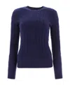 Polo Ralph Lauren Womens Hunter Navy Cable-knit Round-neck Cashmere Jumper In Black