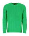 Polo Ralph Lauren Ralph Lauren Green Braided Cotton Sweater In Green