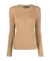 Polo Ralph Lauren Cable Knit Wool And Cashmere Sweater In Nude