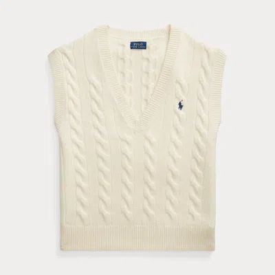 Polo Ralph Lauren Cable-knit Cashmere Jumper Waistcoat In White
