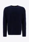 Polo Ralph Lauren Long-sleeved Navy Pullover With Textured Design In Blue