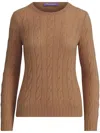 Polo Ralph Lauren Cable Knit Wool And Cashmere Sweater In Brown