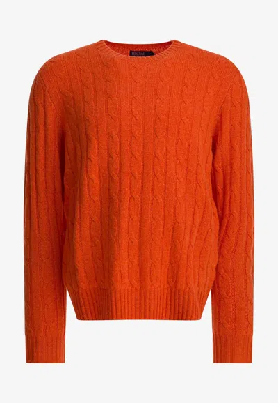 Polo Ralph Lauren Cable Knit Cashmere Sweater In Orange