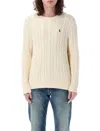 Polo Ralph Lauren Classic Cable-knit Sweater With Ribbed Hem And Embroidered Logo In Multi