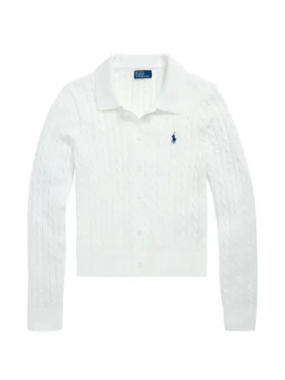 Polo Ralph Lauren Cable-knit Collared Cardigan In White