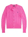 Polo Ralph Lauren Cable Knit Crewneck Cardigan In Multicolor