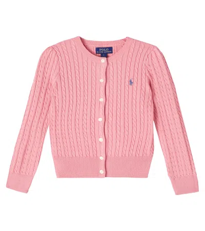 Polo Ralph Lauren Kids' Cable-knit Cotton Cardigan In Pink