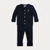 Polo Ralph Lauren Babies' Ralph Lauren Cable Stitch Cotton Cardigan & Sweater Pants Set In College Navy