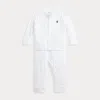 Polo Ralph Lauren Babies' Cable-knit Cotton Cardigan & Pant Set In White
