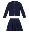 Polo Ralph Lauren Cable-knit Cotton Cardigan And Skirt Set In Blue