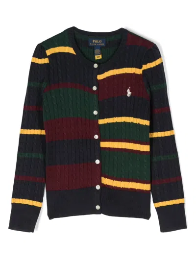 Polo Ralph Lauren Kids' Polo Pony Cotton Cardigan In Blue
