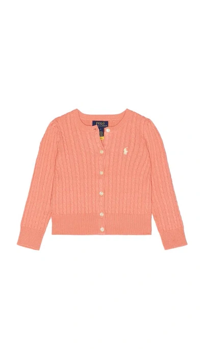 Polo Ralph Lauren Cable Knit Cotton Cardigan In Pink
